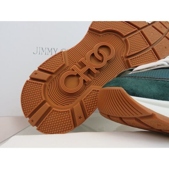 JIMMY CHOO LANDON GREEN GRAY SUEDE BLACK LEATHER PLATFORM SNEAKERS 44 11 - Picture 9 of 15